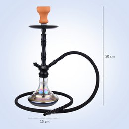 Chicha Complete Shisha Kit met Siliconenslang Keramische Kom, Tang, Mondstuk, Glazen Basis Waterpijp Complete Moderne Set Zwart