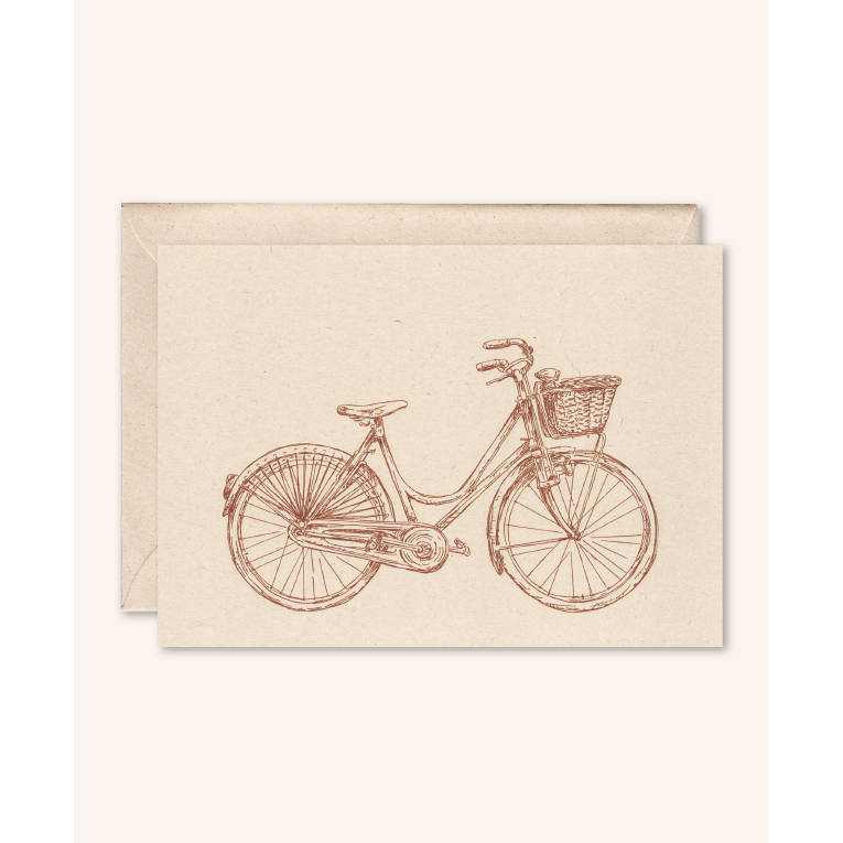 Duurzame kaart + envelop | Damesfiets | Vlierbloesem