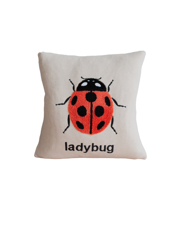 Marienkissen rote, weiche Baumwollstrick mit Punchneedle Stickerei