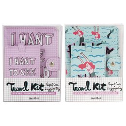 SET PORTA PASAPORTE + DNI VIAJE SIRENA Y CUADERNO ROSA HF