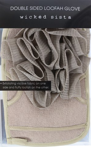 WS dubbelzijdige loofah handschoen grijs