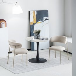 Mesa de comedor redonda de Tiana [Travertino] [80 cm]