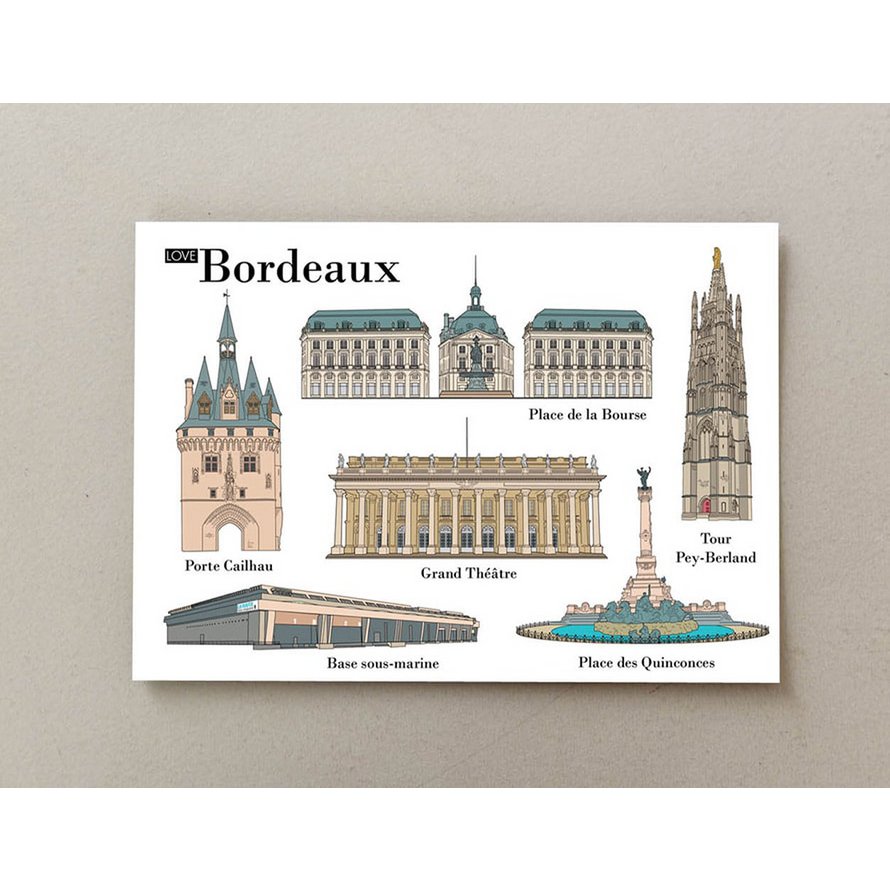 Illustrierte Postkarten Bordeaux