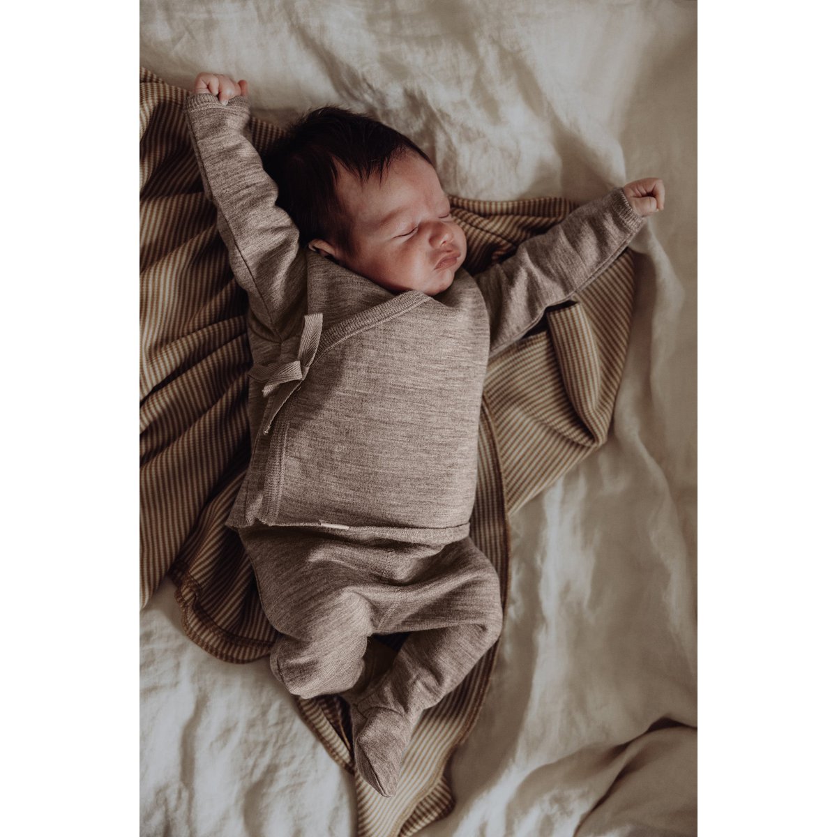 Uld Fleece Footed Bukser - Sand