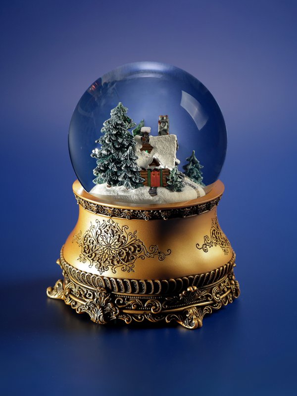 Bola de nieve musical navideña “La casita en el bosque”, de cristal, con luces y tormenta de nieve automática