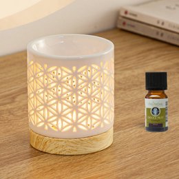 Quemador de perfume serie Céramy – Flor – Portavelas de cerámica lacada – Difusión de ceras aromáticas, aceites esenciales – Idea decorativa de regalo