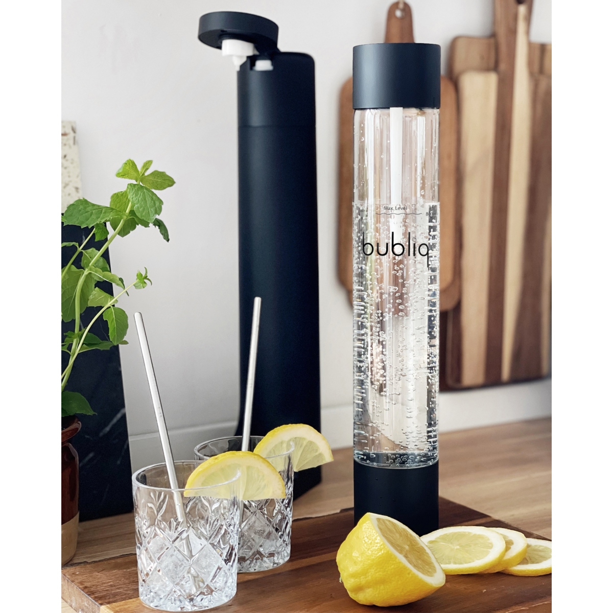 Matte black bubliq drink carbonator