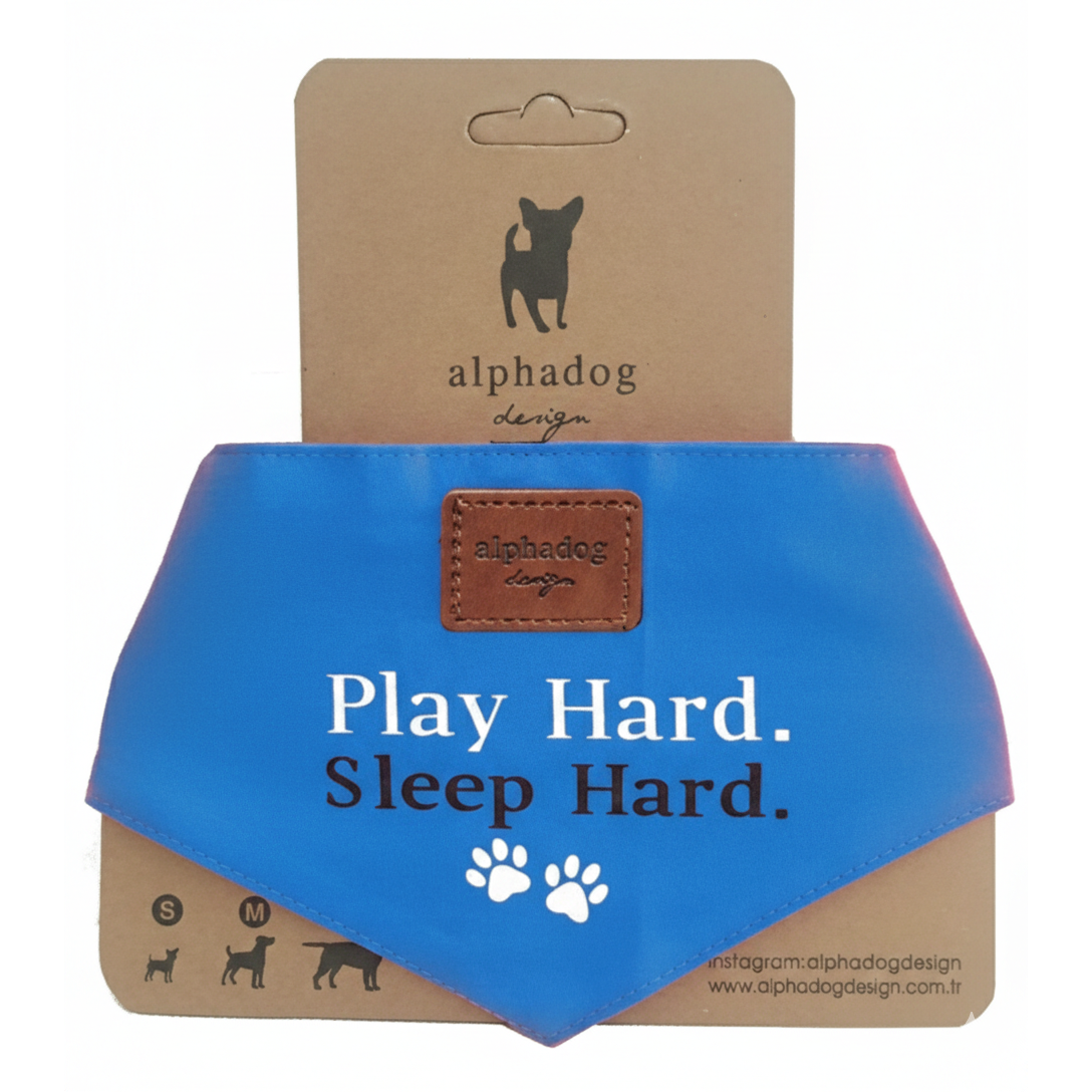 Alpha Dog "Play Hard" Cotton Dog Bandana Collection Play Blue