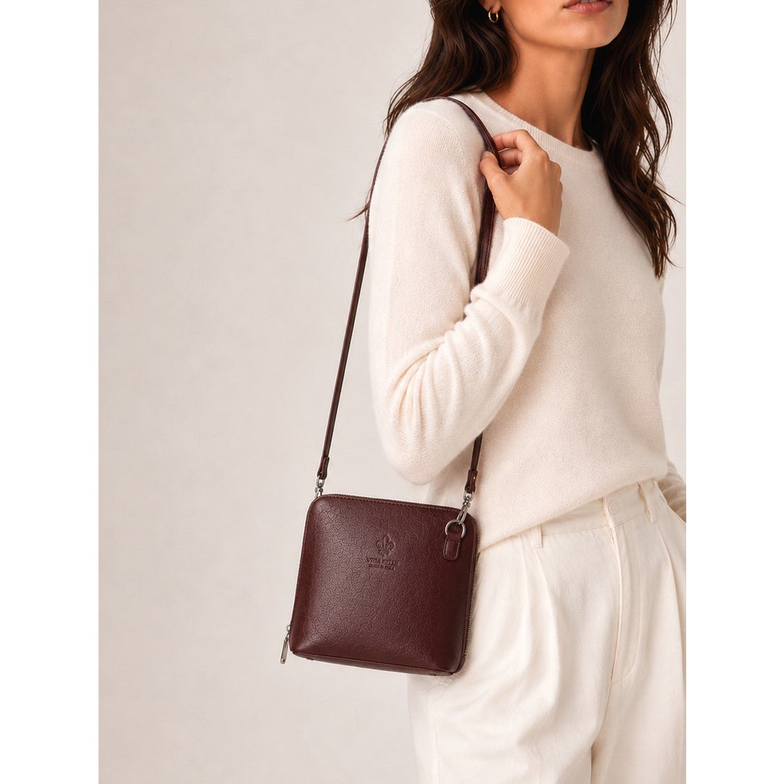 Bolso de Hombro en Piel Verdadera, Made in Italy, art. 112758