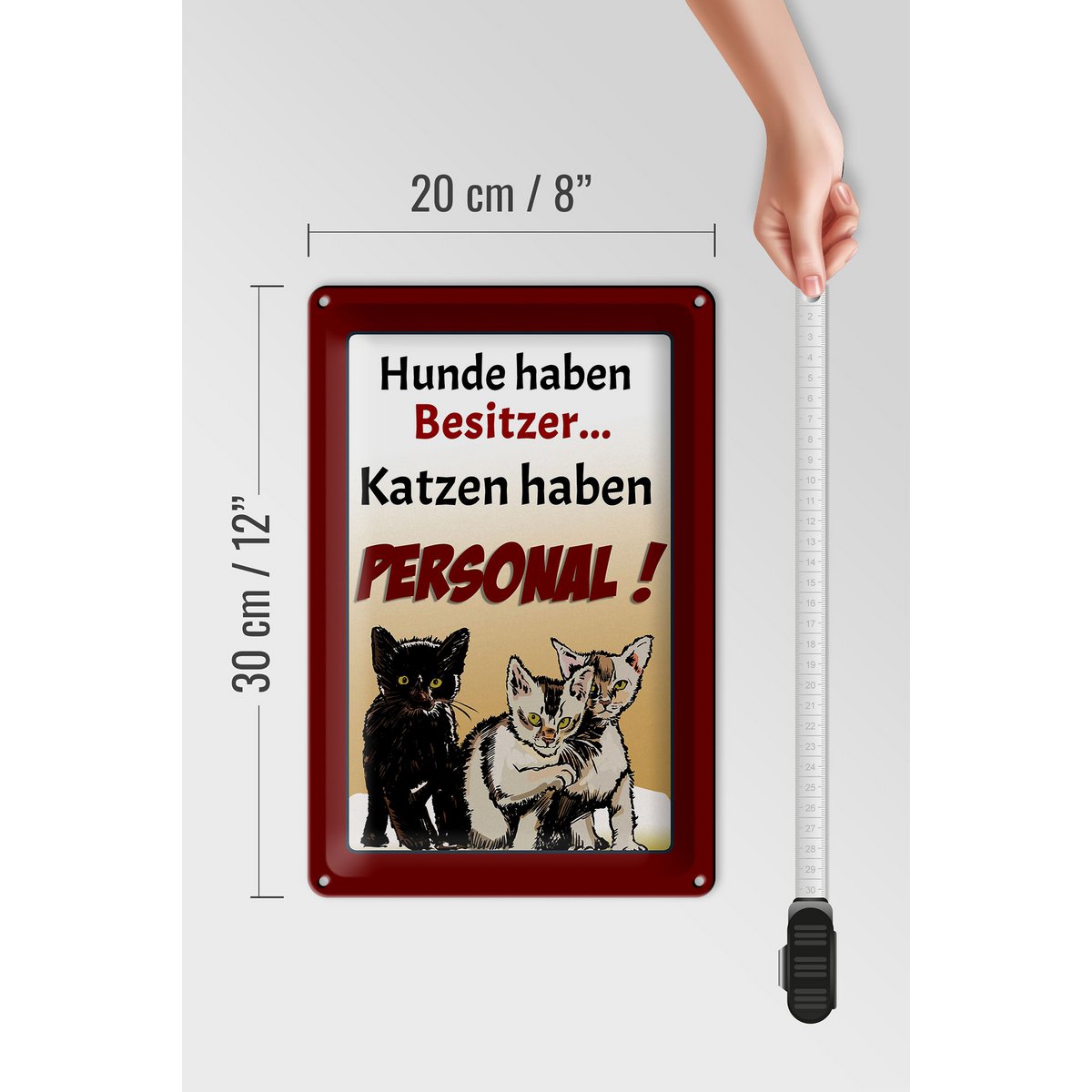 Tinnen bord met de tekst 20x30cm honden hebben eigenaren katten
