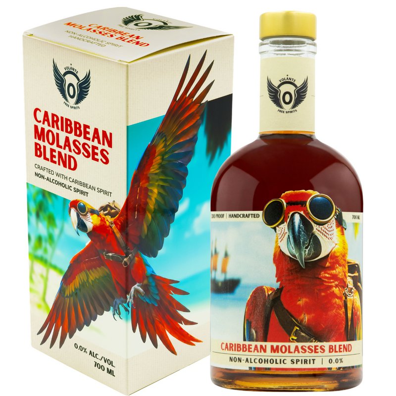 Volante Caribbean Melasse Blend 0,0% – Alcoholvrije Rum-Style Spirit – 700 ml – Geschenkdoos