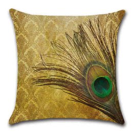 Kissenbedeckung Pfau - goldgelb