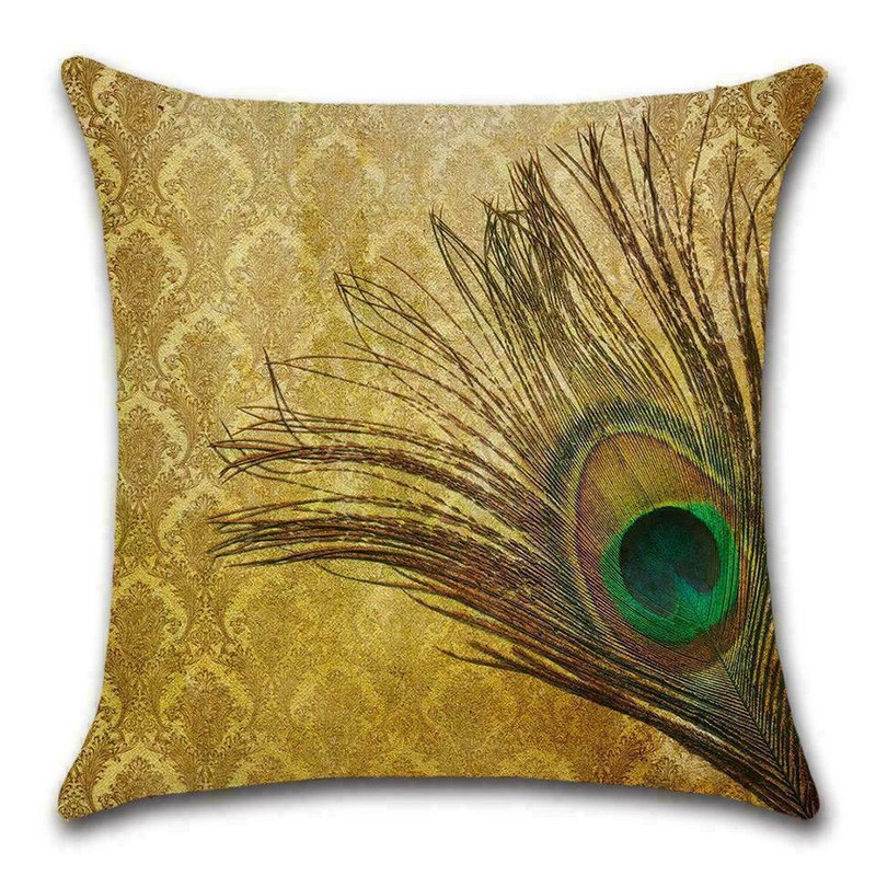 Kissenbedeckung Pfau - goldgelb