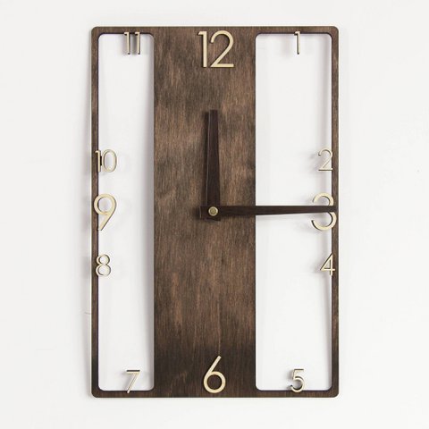 Wanduhr, rechteckige Wanduhr aus Holz