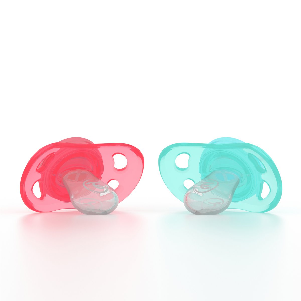 Set of 2 pacifiers 2m+ peach+turquoise