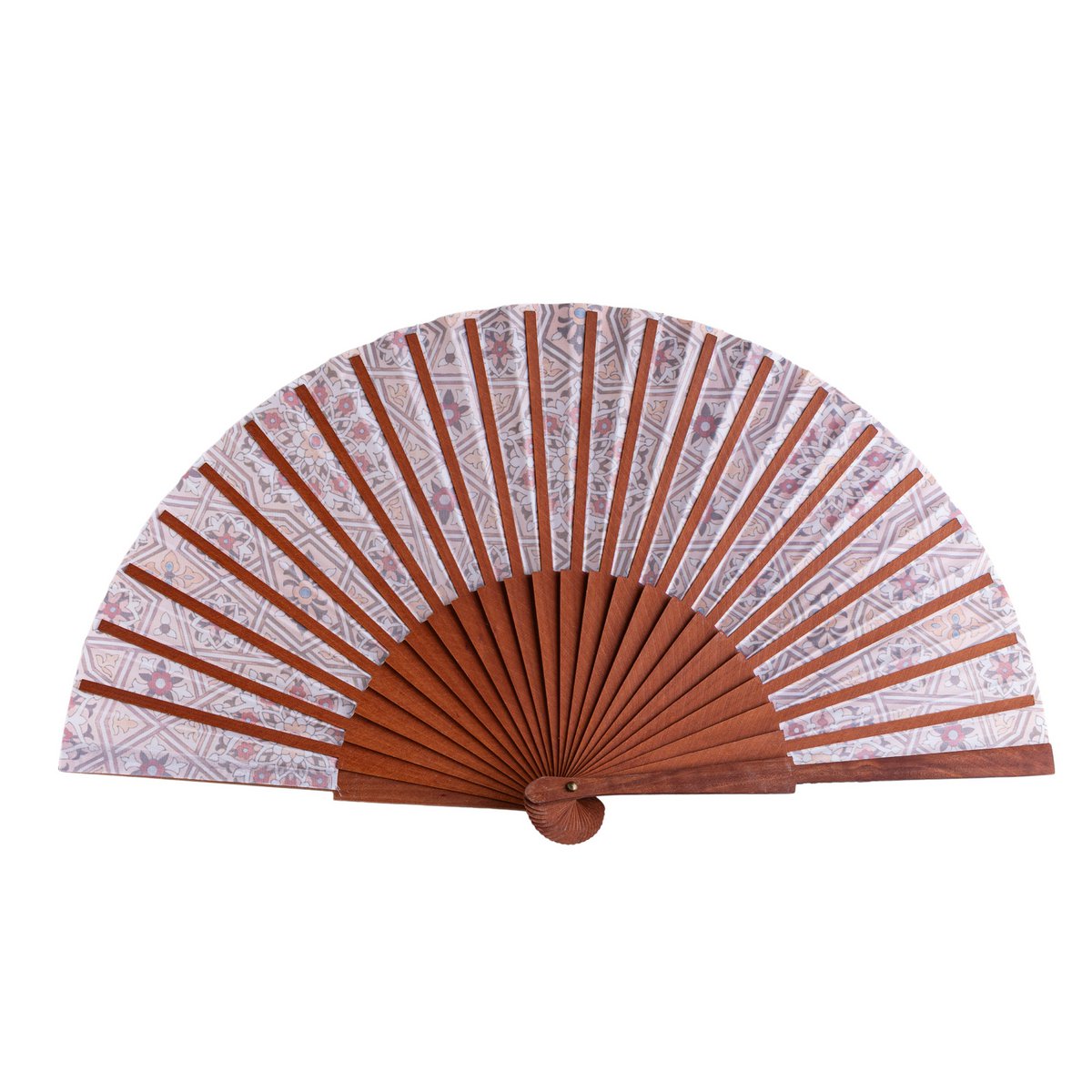 Geometric Star Cluster Satin Hand Fan Rawa 23 cm