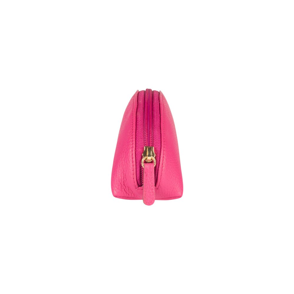 RB1088BE | Astuccio/Pochette a Mezzaluna Made in Italy in Vera Pelle grana Dollaro. Colore Fuxia