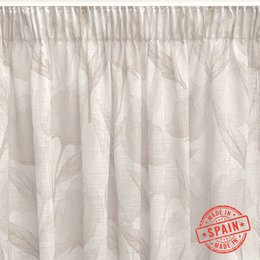  Translucent curtain with a digitally printed floral design in natural colors, suitable for living room, bedroom, and kitchen.