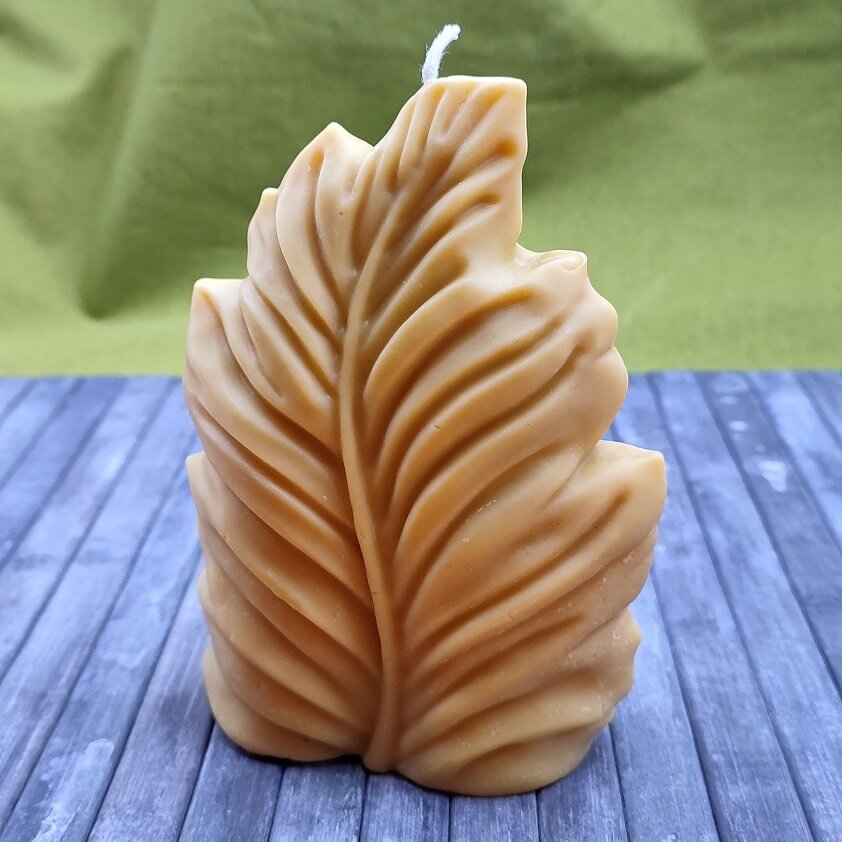 Beeswax and Soy Foglia Shaped Candle