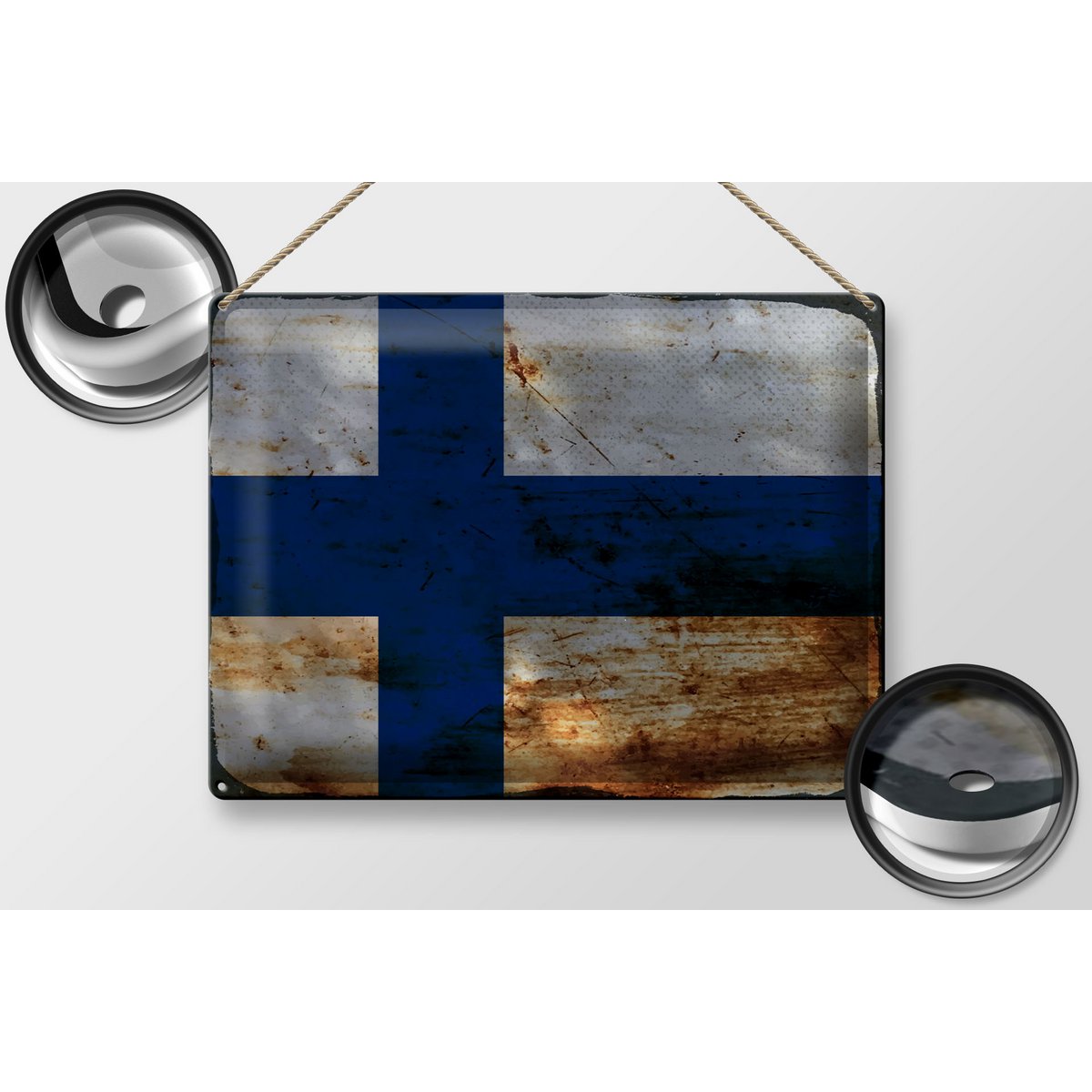 Tin Sign Flag Finland 40x30cm Flag of Finland Rust