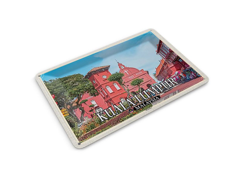 Tin postcard travel 14x10 cm Kuala Lumpur Malaysia Malacca City Church