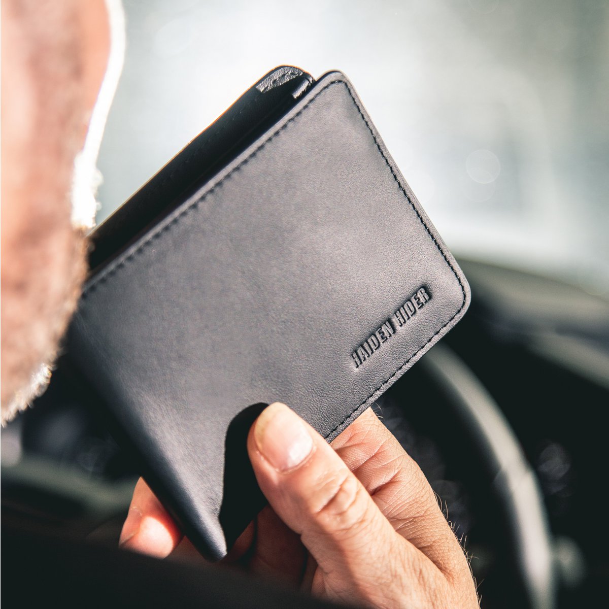 RFID- und NFC-Geldbörse – Anti-Skim-Geldbörse aus schwarzem Leder – 9 Karten – Geschenk Herren – Brieftasche