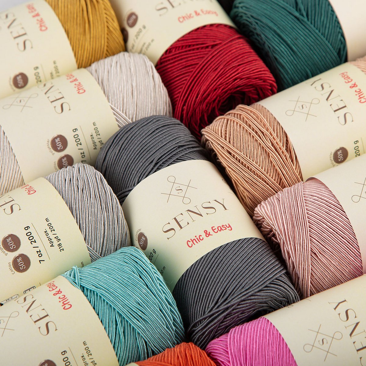 Sensy Premium Chic & Easy 1,5 mm 218 iarde 50% cotone 50% poliestere Corda per borsa all'uncinetto Filo per uncinetto