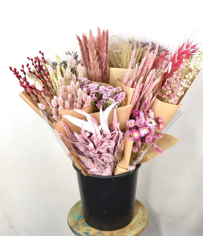 Mix dried flowers - pink - 15 varieties
