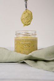 Pistachio praline spread with no added sugar, 200g. A creamy, nutty spread made from premium pistachios.