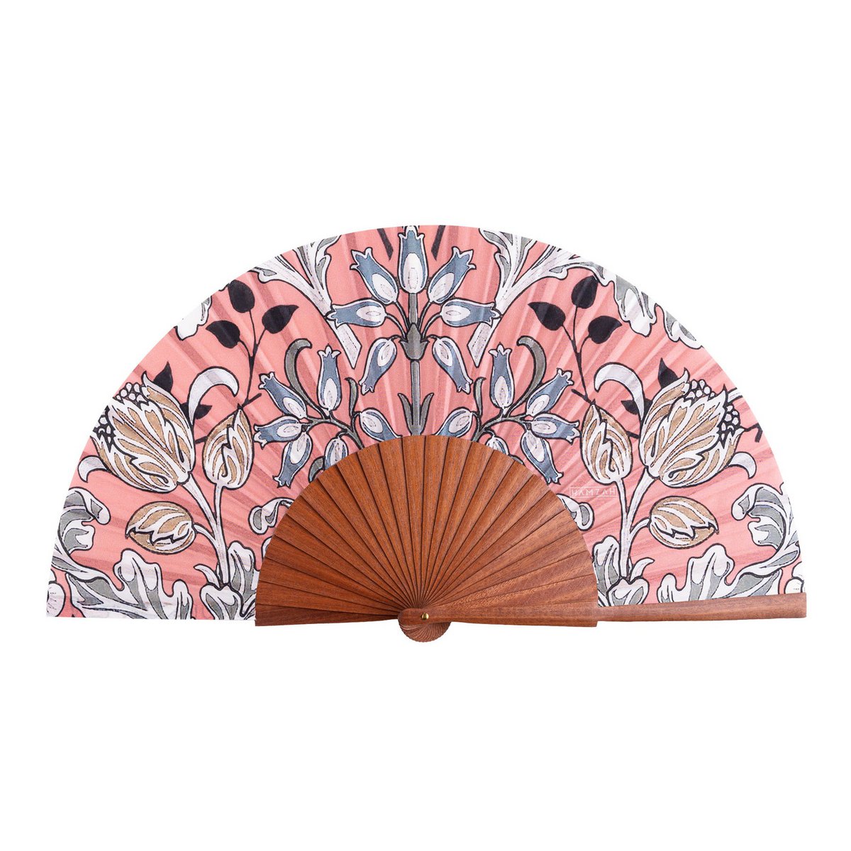 Folding Silk Fan with Floral Print Elinor