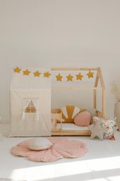 Dosel sobre cama en forma de casita "Boho", casita de cuna, Decoración para habitación de niño, casitas de bebé personalizadas, decoración de habitación bohemia