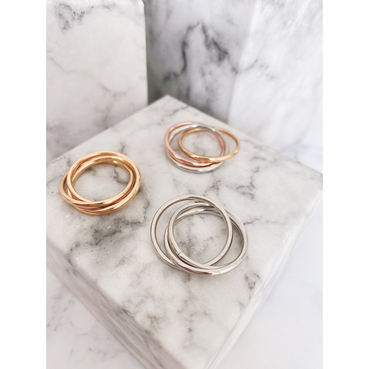 R1067 Rolling Anxiety Fidget Ring Rose Gold Stålfarve