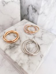 R1067 Rolling Anxiety Fidget Ring Rose Gold Steel Color