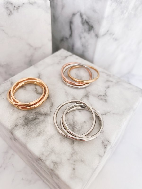 R1067 Rolling Anxiety Fidget Ring Rose Gold Stålfarve