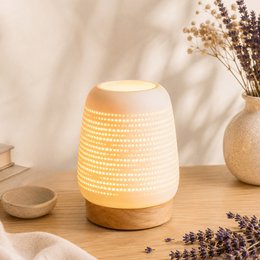 Calorya geurwasbrander nr. 16 - elektrische parfumbrander voor geurfondant - elegante parfumlamp - keramiek met opengewerkt decor en sfeerverlichting
