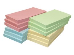 Infozettel 125x75mm sort. Recycling-Box 12 Blöcke gelb, grün, rosa, blau