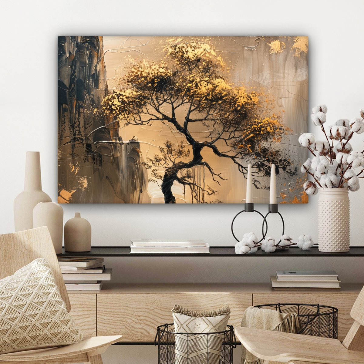 Peinture sur toile - décoration murale - or - paysage - peinture - décoration murale salon - décoration de chambre moderne - peintures abstraites