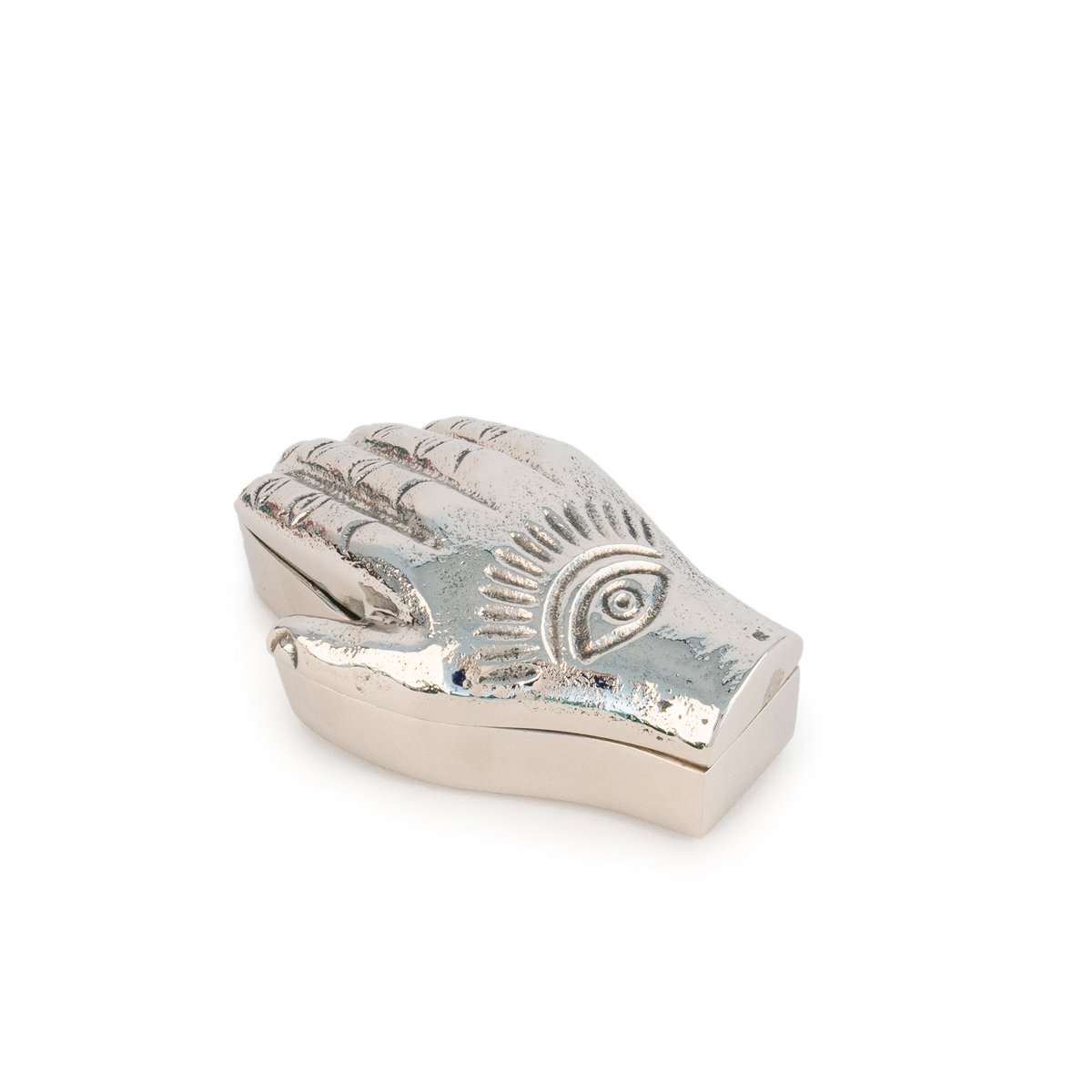 SILVER METALLIC HAND JEWELRY BOX HF