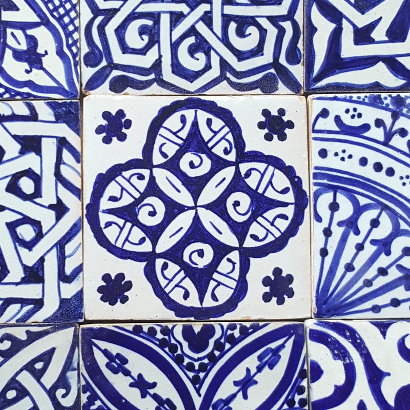 Hand Painted Tiles Blue White Mix