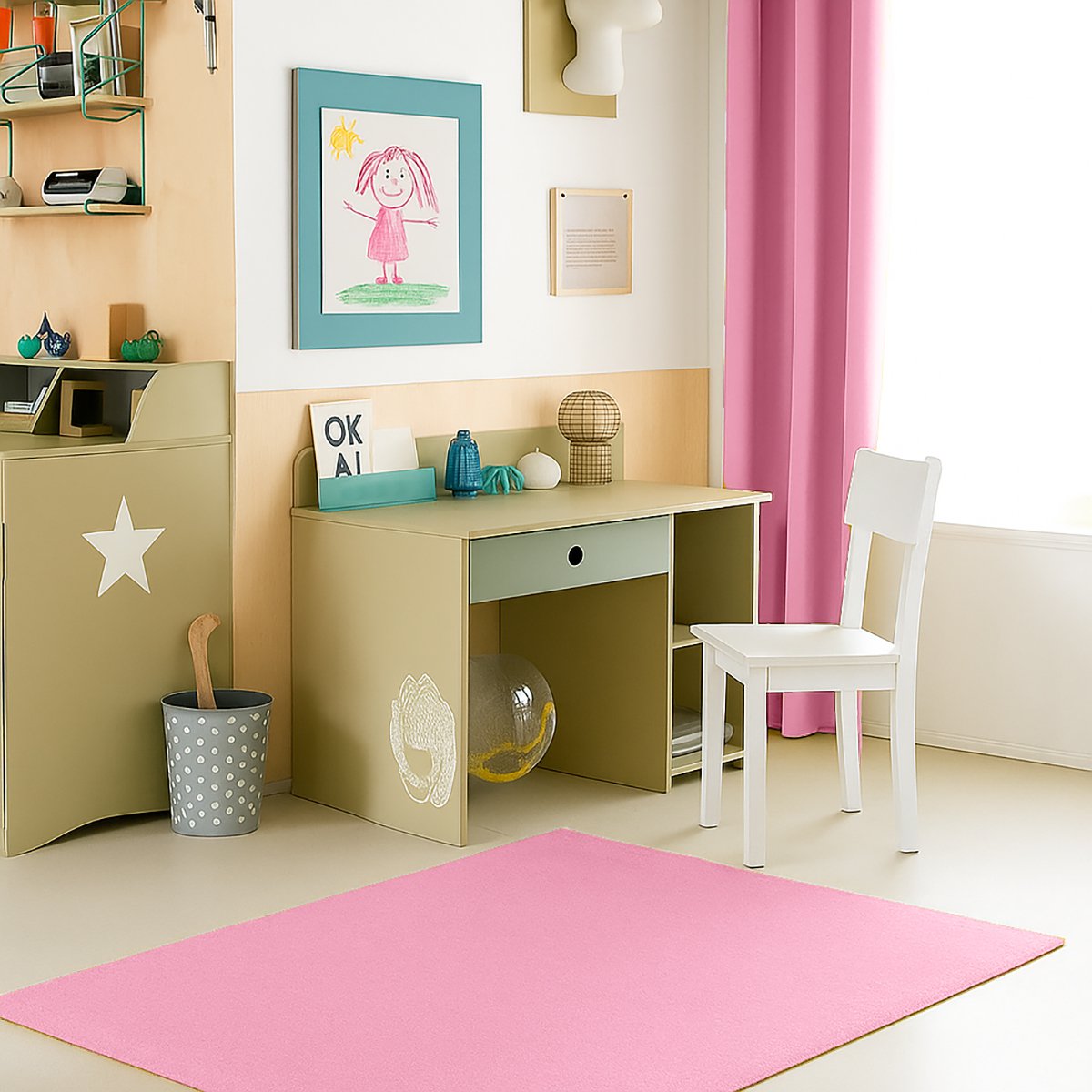 Cortinas de gasa de algodón orgánico rosa