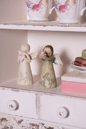 Decoratie Beeld Engel 12 cm Groen Polyresin Kerstdecoratie