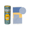 TOWEL TO GO PALERMO Cotton Beach Towel 180x100 cm | Spa Sauna Towel | Blue / Yellow | with Gift Box