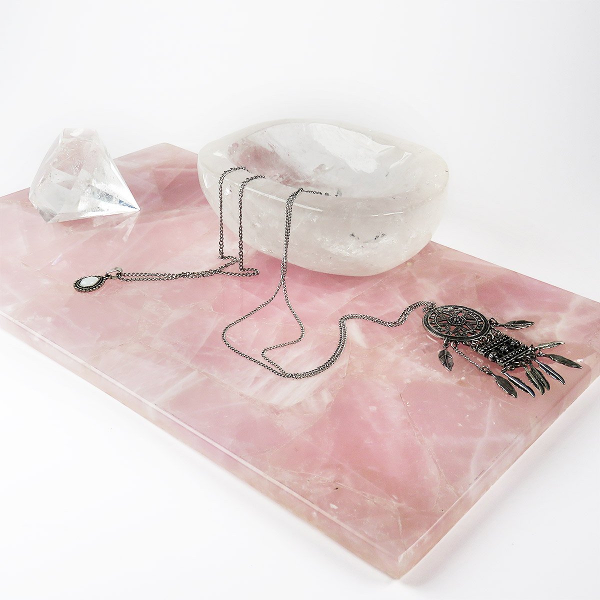 Bandeja de cuarzo rosa