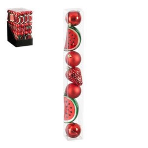 Ornament strawberry Christmas bauble red 7 pieces