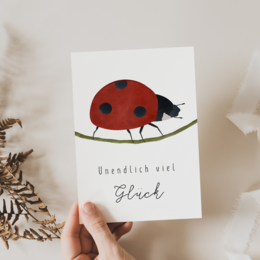 Postkort Mariehøne - Lucky Beetle Held og lykke