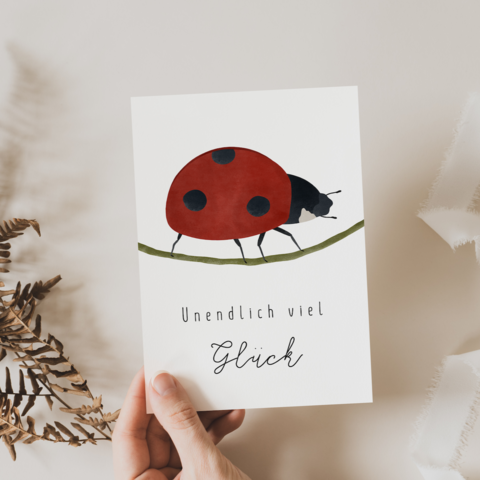 Postcard Ladybug - Lucky Beetle Good Luck