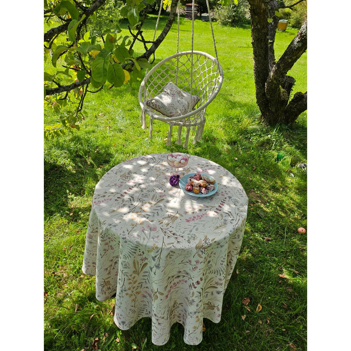 Round Tablecloth, Linen-Cotton Mix, Printed | Aitana