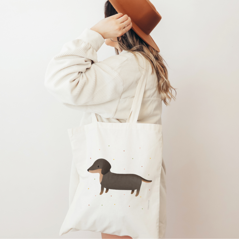 Borsa in tessuto Razza cane bassotto - Borsa in juta Borsa portaconfetti bassotto