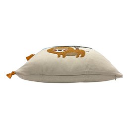Decoratief kussen met punch -borduurwerk - kinderen - leeuw - 43 x 43 cm