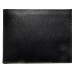 Black leather bifold wallet with 8 credit card slots.